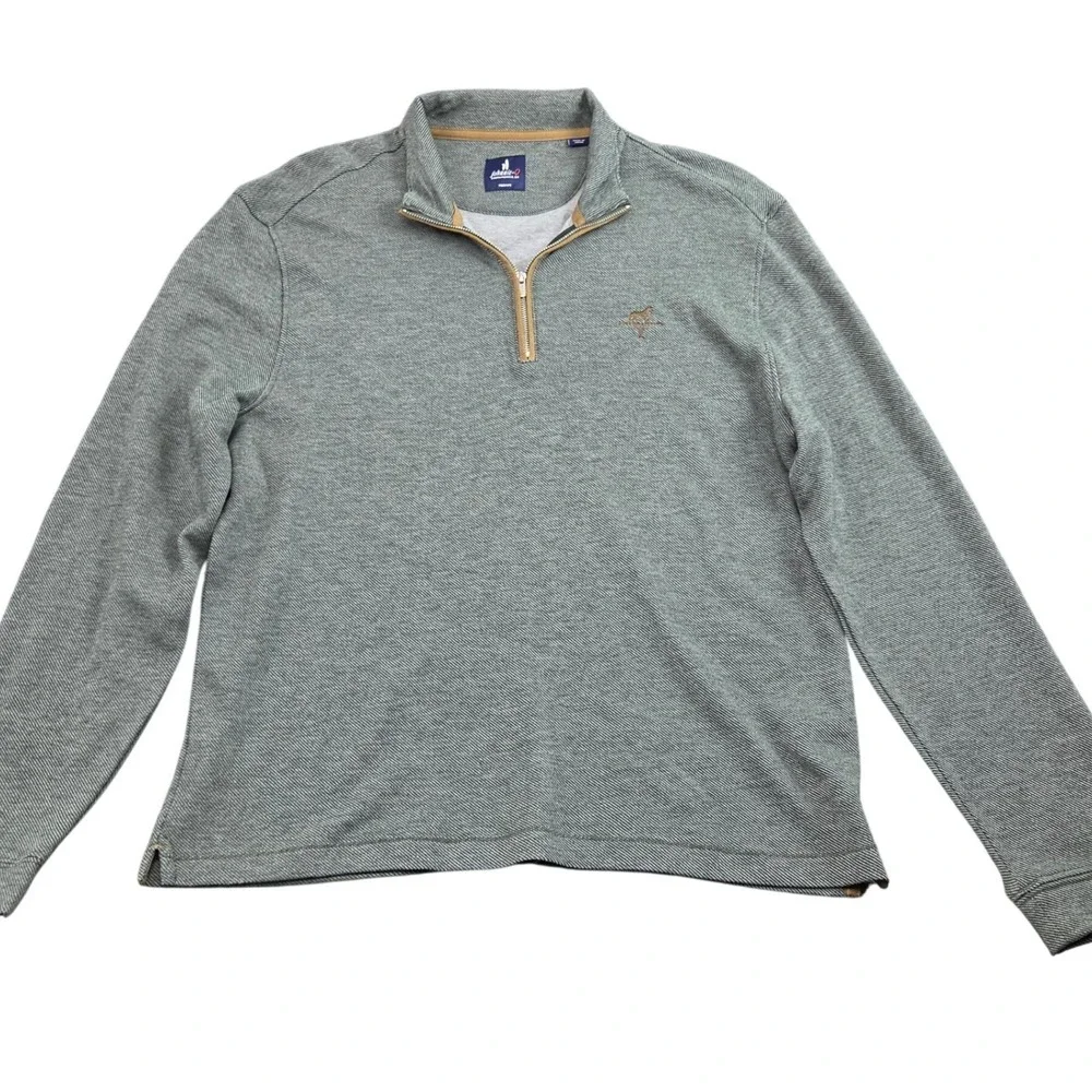 Johnnie-O 1/4 Zip Pullover Mens M Green Merino Wool Cashmere Sweater Preppy